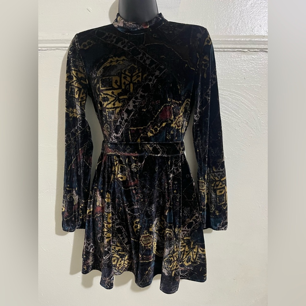 Free People Elegant Velvet Patterned Romper
